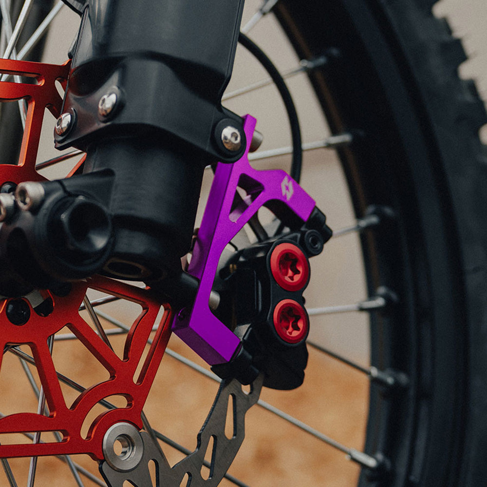 Full-E Charged Front Brake Caliper Bracket for KKE / Fastace 250mm Oversize Brake Disc Purple